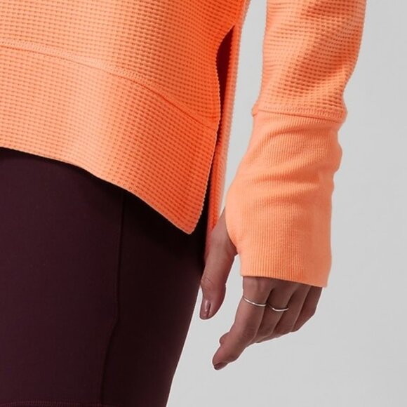 Athleta | Coaster Luxe Waffle Sweatshirt | Bright Peach | Medium - Picture 2 of 13